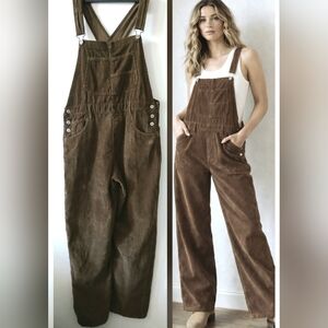 WE THE FREE People BROWN Corduroy OVERALLS Boho ZIGGY Dungarees Women's SIZE M